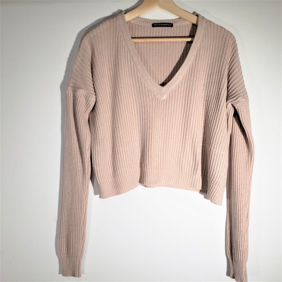 Brandy Melville Tops - BRANDY MELVILLE Cropped Oversize Knit Sweater